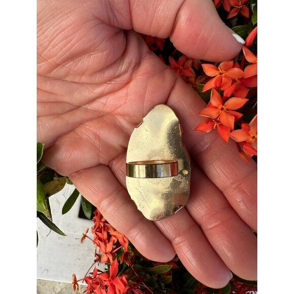 VTG Ring Coral Statement Ring Sz 4 Large Cocktail Ring Agate? - Picture 3 of 5